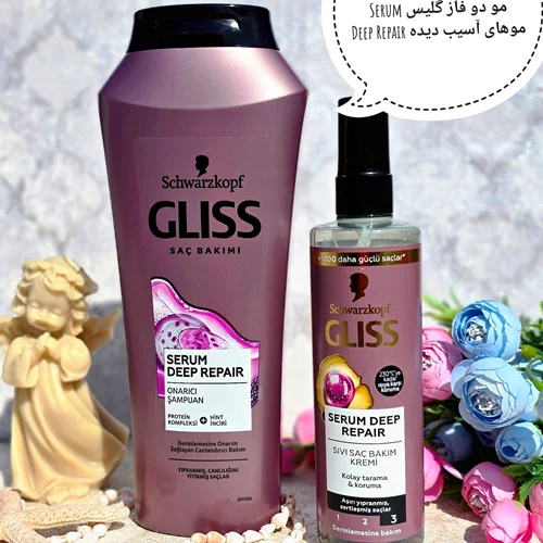 پک شامپو و اسپری مو دو فاز گلیس Serum Deep Repair موهای آسیب دیده